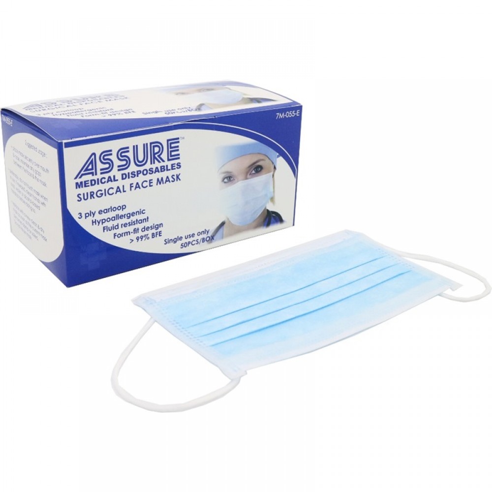 ASSURE Surgical Face Mask 3-ply with Earloop > 99% BFE With ASTM Level 2 Standard - ASSURE 外科醫用口罩，3層耳繩，ASTM2級標準